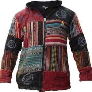 Boho Patchwork Himalayan Hoodie Jacket – Artisan-Made, Soulfully Stitched